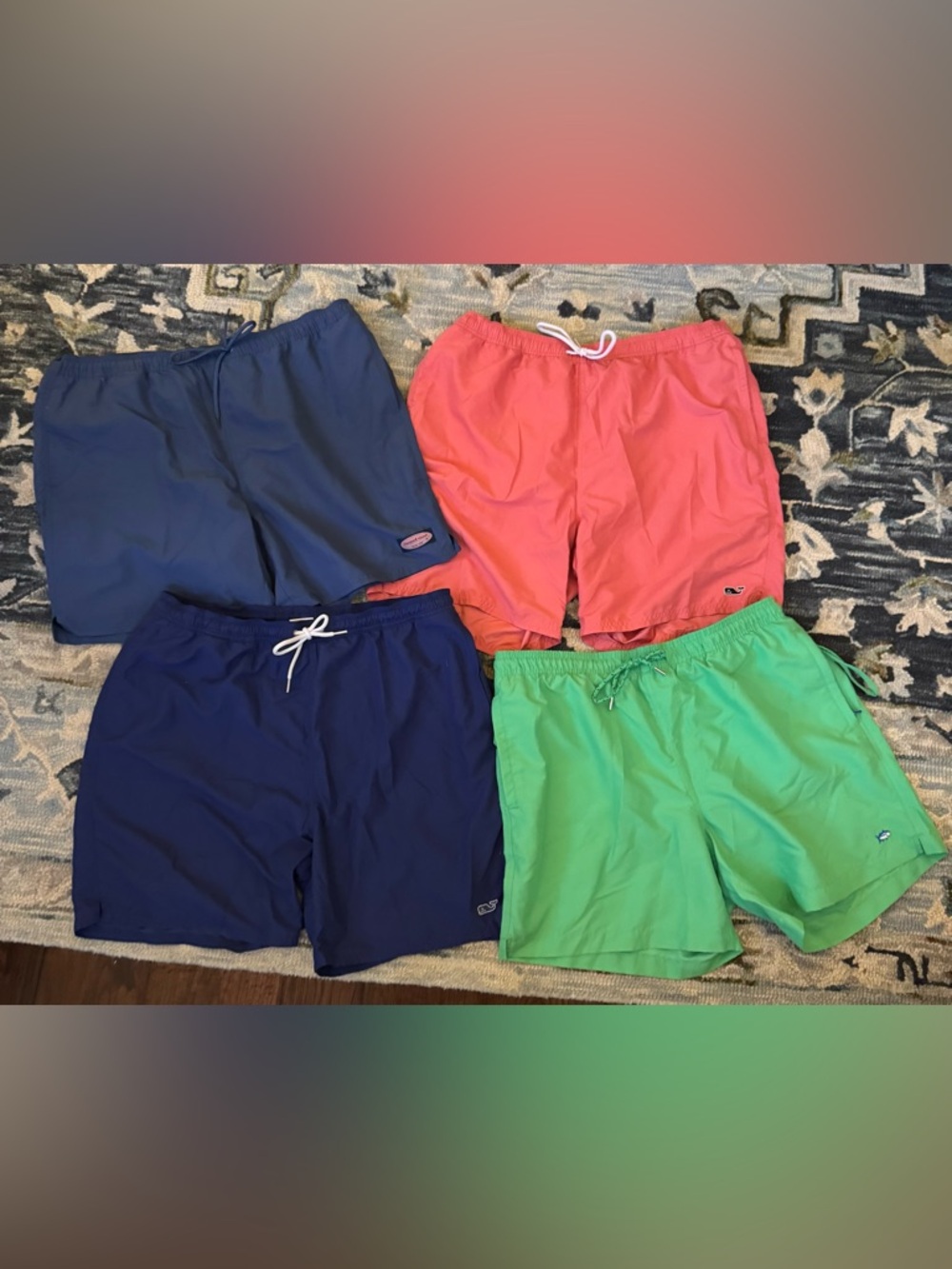 Vineyard Vines Navy, Blue, & Salmon Mesh-Lined Swim Shorts- 1 pr. Southern Tide